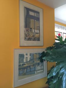Two of Ginny Tabor's Cape May serigraphs hang in our dining room.